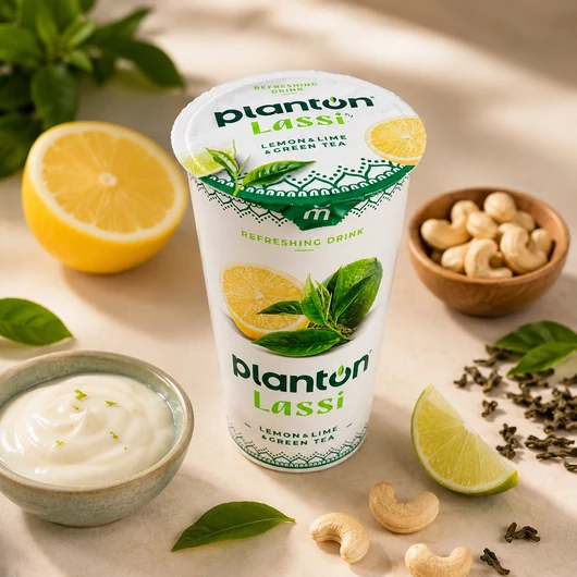 PLANTON Lassi Lemon Lime Green Tea – növényi ital kókusszal 200g